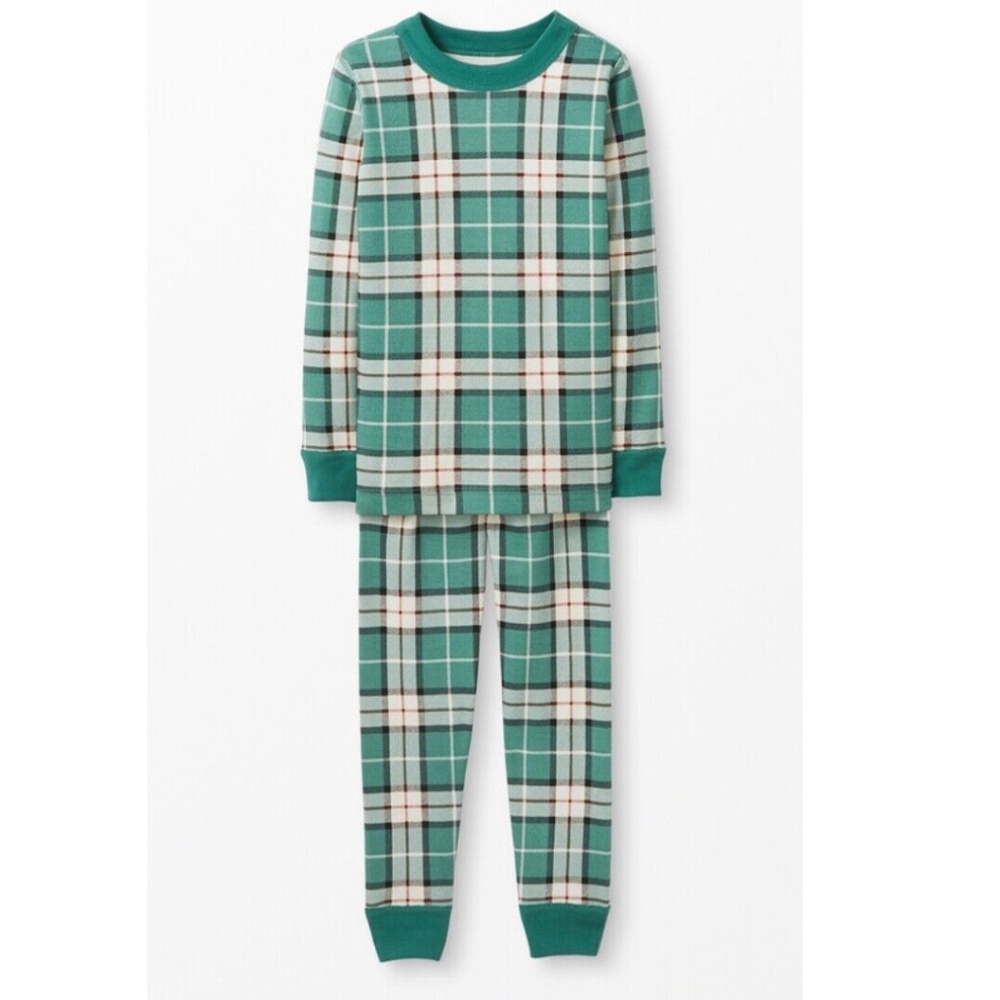 Hanna Andersson Holiday Pajamas Set Harvest Plaid Green Organic Flannel